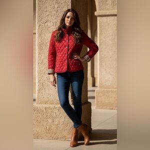 Burberry Red Quilted Utility Jacket